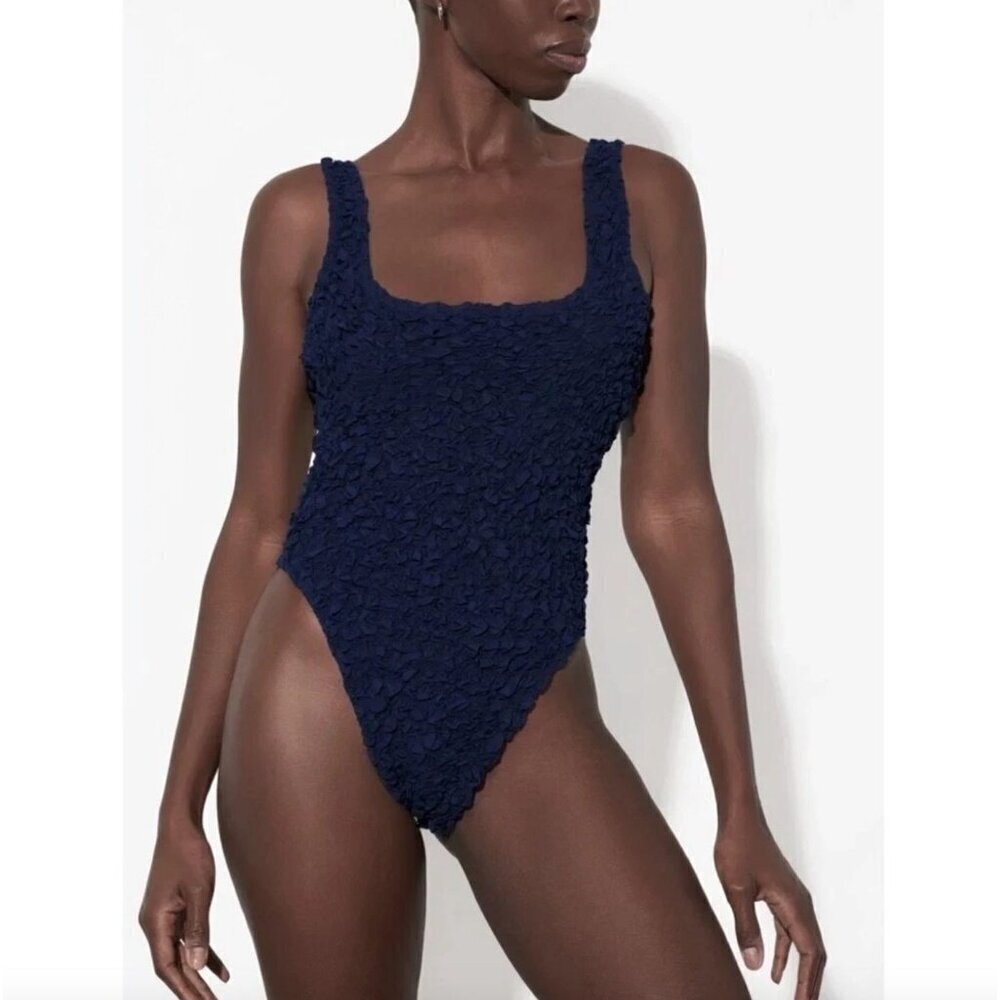 Mara Hoffman Isa Popcorn Swimsuit Navy Womens Size 3X
